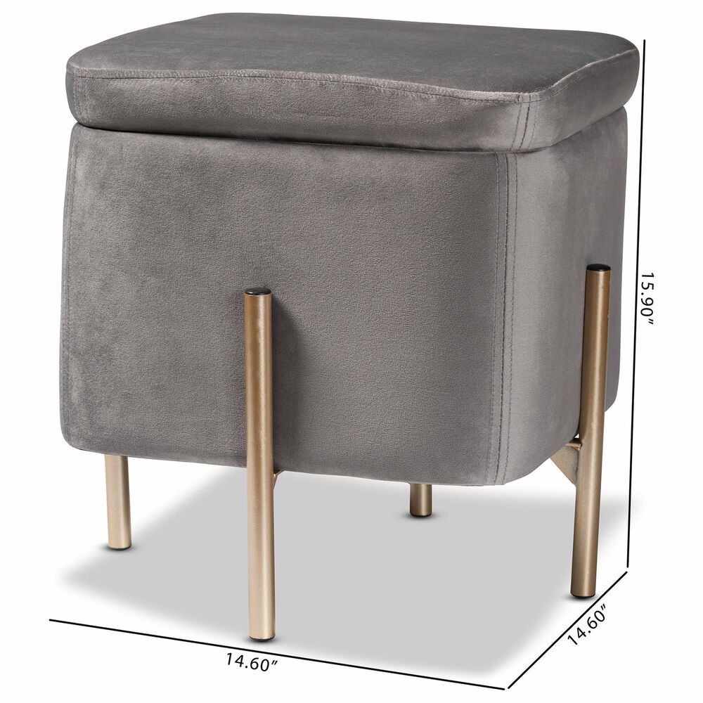 Baxton Studio Aleron Mid-Century Modern Storage Ottoman in Grey, , large