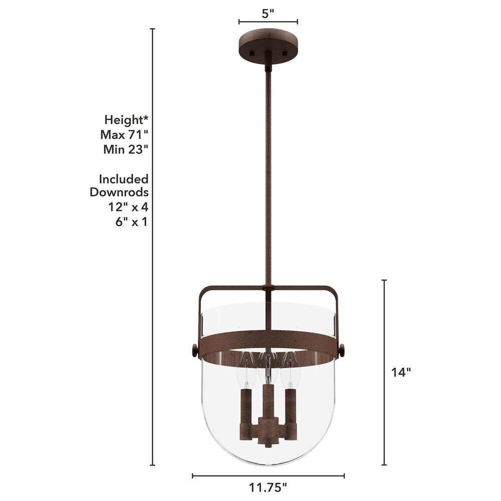 Hunter Karloff 12&quot; 3-Light Pendant in Textured Rust, , large
