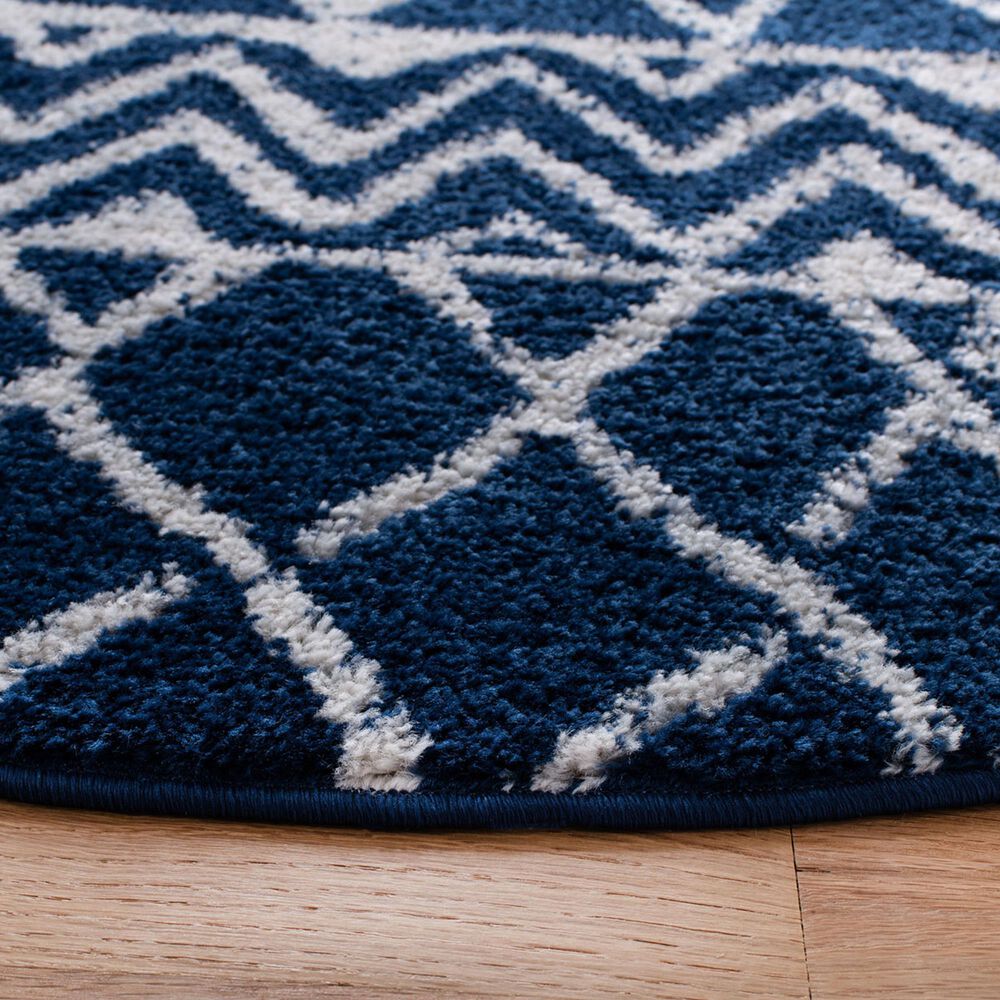 Safavieh Tulum TUL270 6&#39;7&quot; Round Navy and Ivory Area Rug, , large