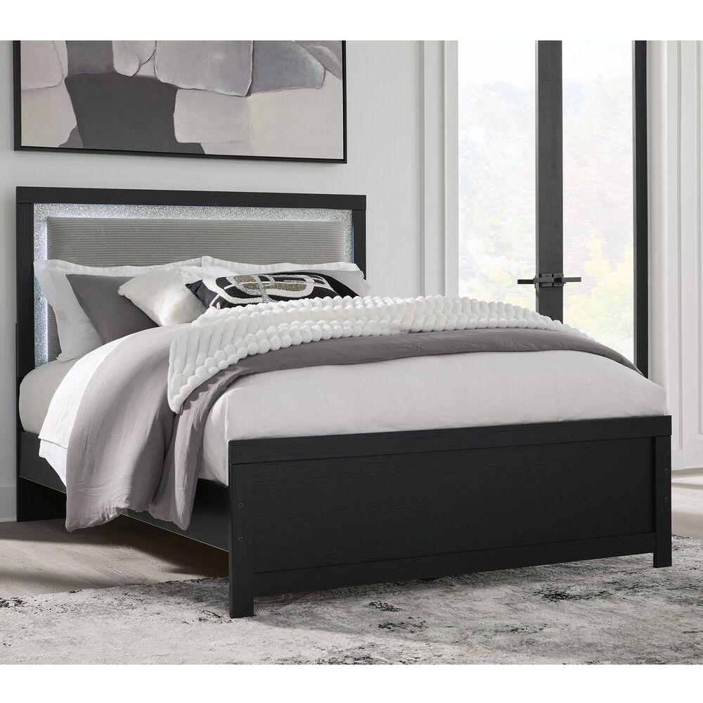 Ashley Maeling Queen LED Panel Bed with Dresser and Nightstand in Matte Black, , large