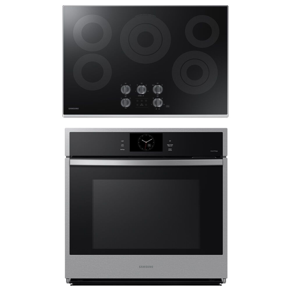 Samsung 2-Piece Kitchen Package with 30" Built-In Convection Single Wall Oven and Smart Electric Cooktop in Stainless Steel, , large