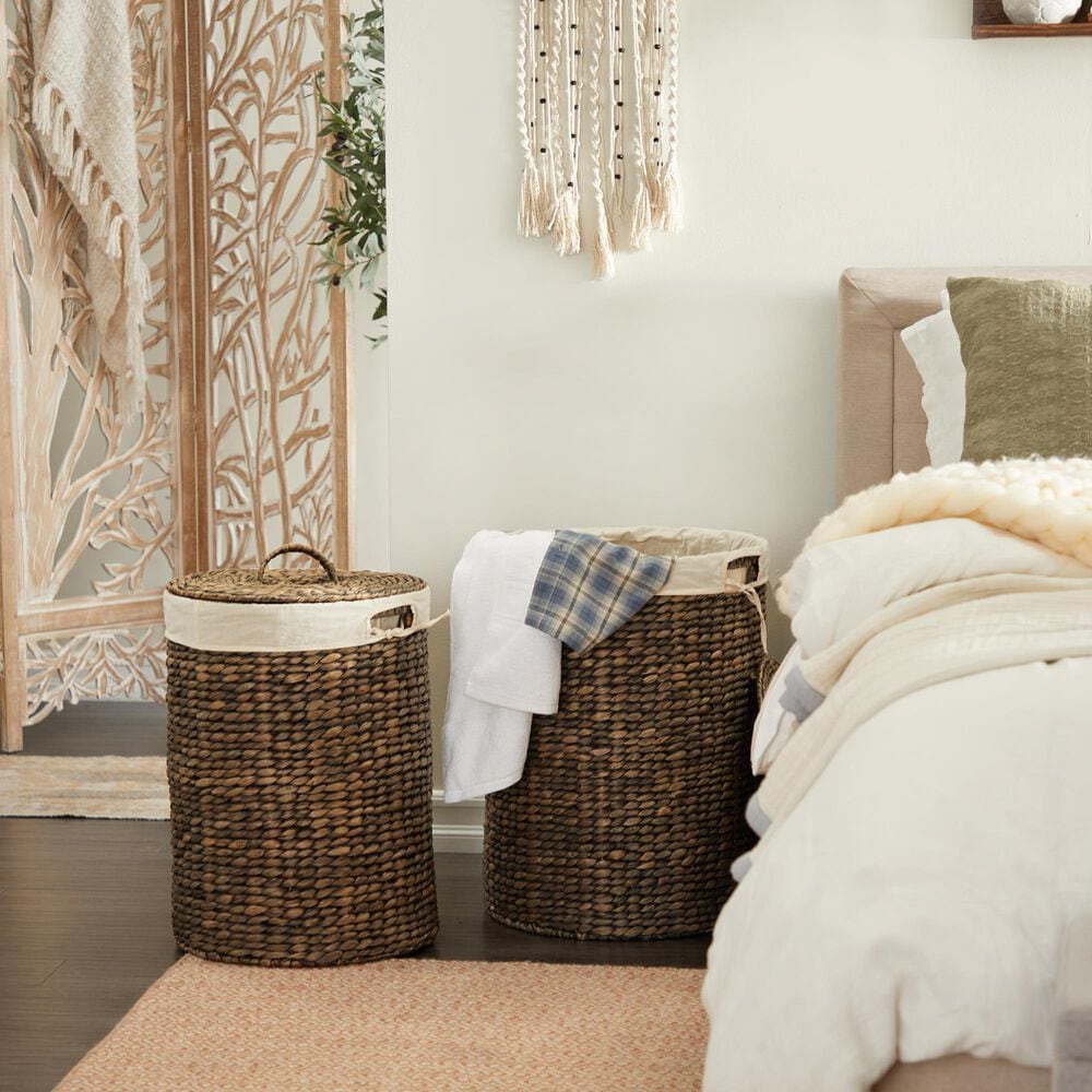 Maple and Jade Storage Basket with Liner and Matching Tops in Dark Brown &#40;Set of 2&#41;, , large