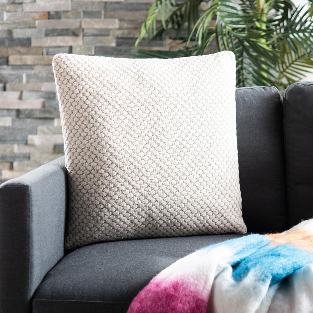 Safavieh Sweet Knit 20&quot;x20&quot; Pillow in Natural/Stone, , large