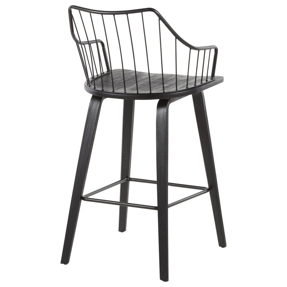 Lumisource Winston Counter Stool in Black and Black, , large