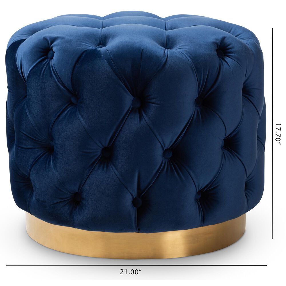Baxton Studio Valeria Ottoman in Royal Blue, , large