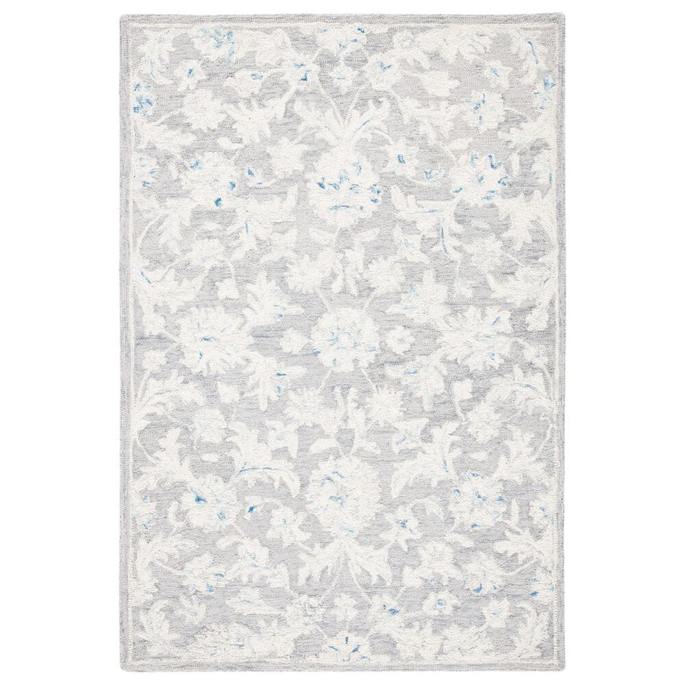 Safavieh Micro-Loop Floral 3" x 5" Grey and Ivory Area Rug, , large