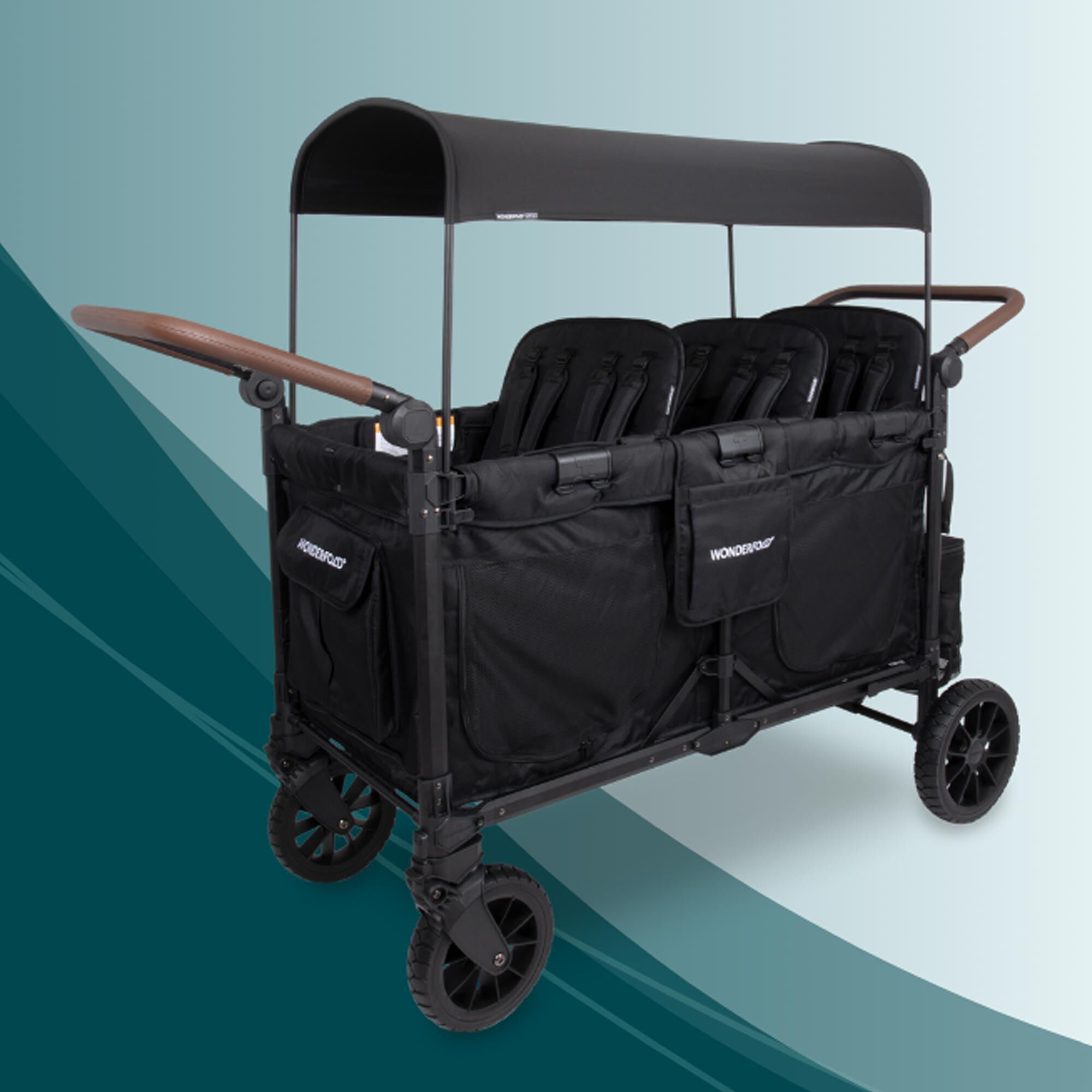 Wonderfold Elite Pro 4-Seater Stroller Wagon in Jet Black