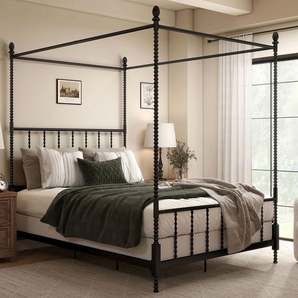 Furniture of America Elliot Full Canopy Bed in Black, , large