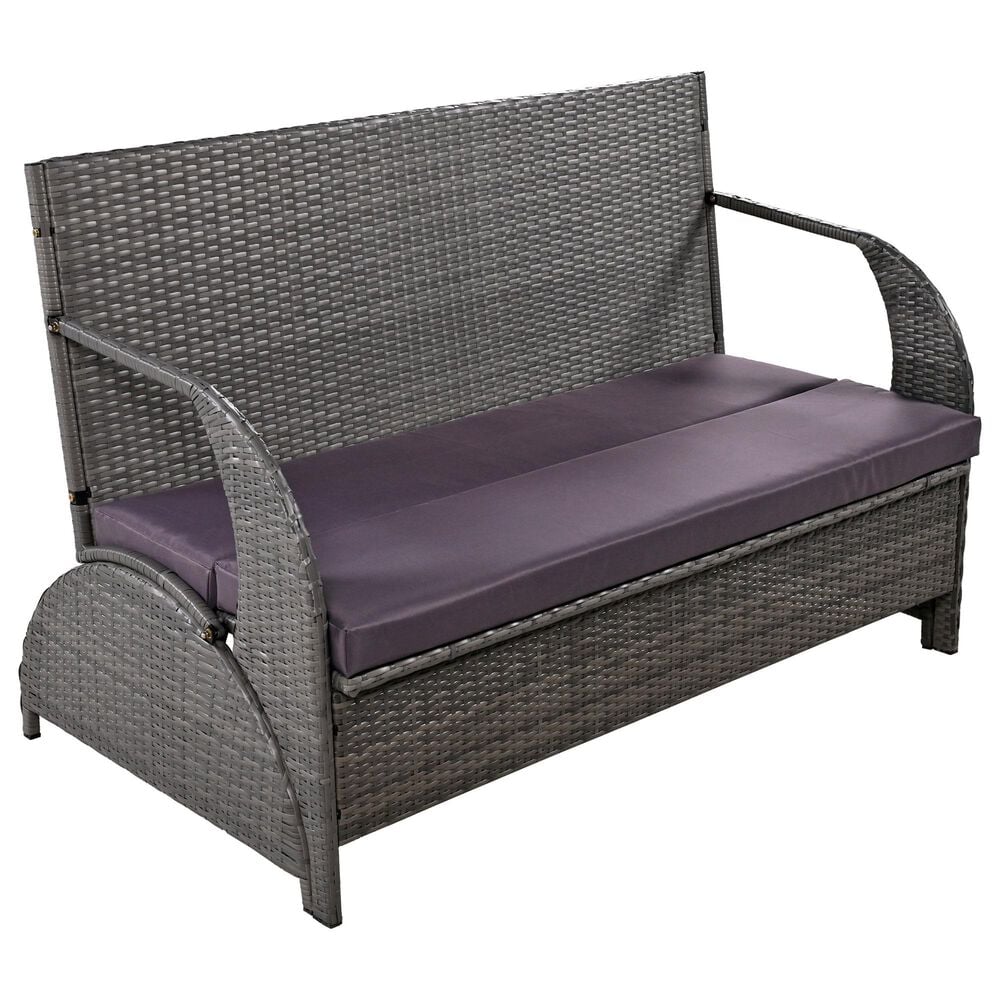 Hearth and Haven U Style Outdoor Loveseat with Convertible Seating in Gray, , large