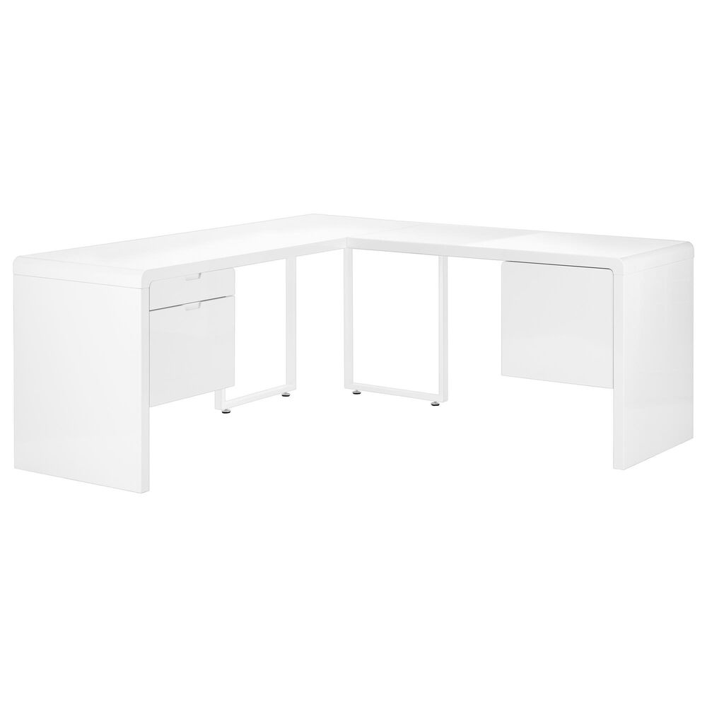 Clinic representative unpleasant Monarch Specialties 72" L-Shaped Computer Desk in High Glossy White |  Nebraska Furniture Mart