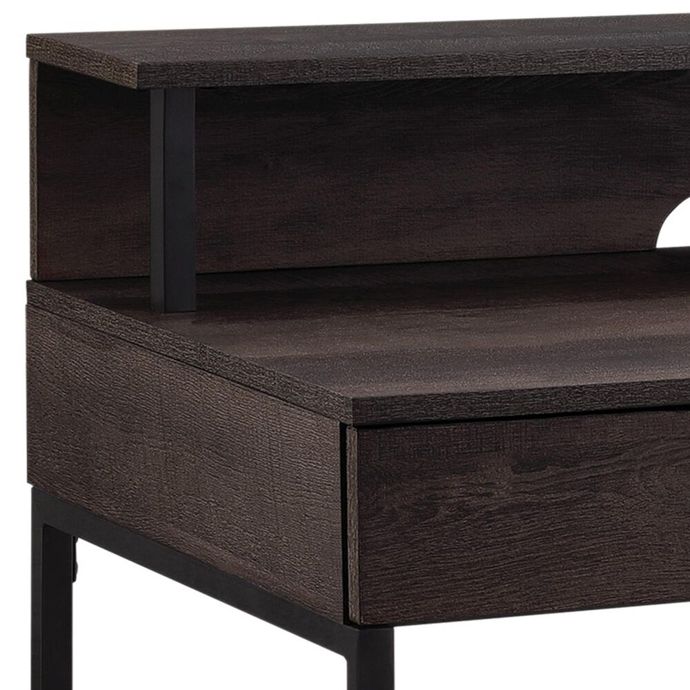 Valor Living Contempo Writing Desk with Shelf Hutch in Brown and Black, , large