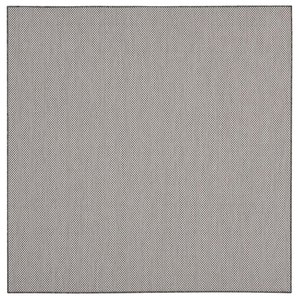 Nourison Courtyard Ivory and Charcoal 6" Square Indoor/Outdoor Area Rug, , large