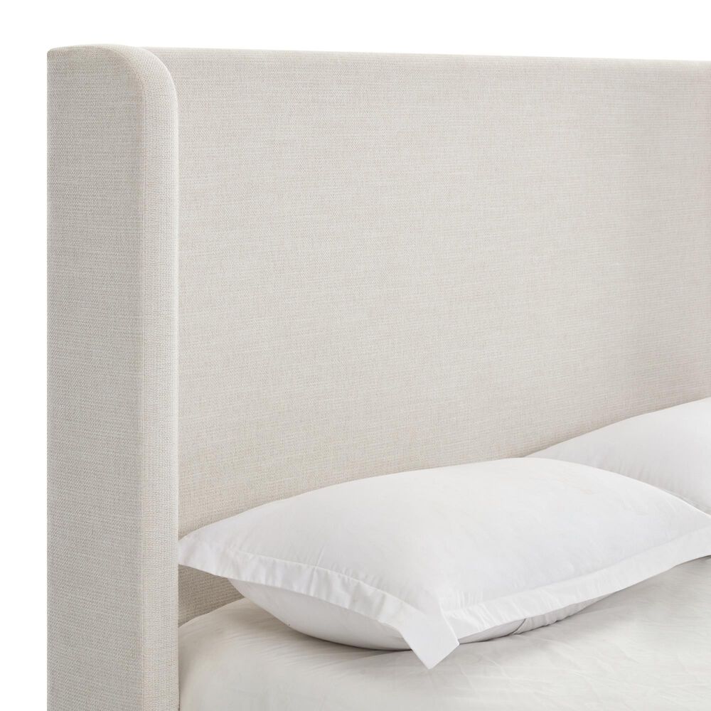 Hearth and Haven Hayden Queen Panel Bed with Ivory Upholstery in Walnut, , large