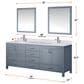 Lexora Home Jacques 80" Double Bathroom Vanity in Dark Grey with 2 cm White Carrara Marble Top and Rectangular Sinks, , large