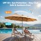 HOMLUX 2-Piece 14.5 ft Patio Umbrella with All-weather Rattan Rectangular Coffee Table Outdoor Set in Khaki, , large