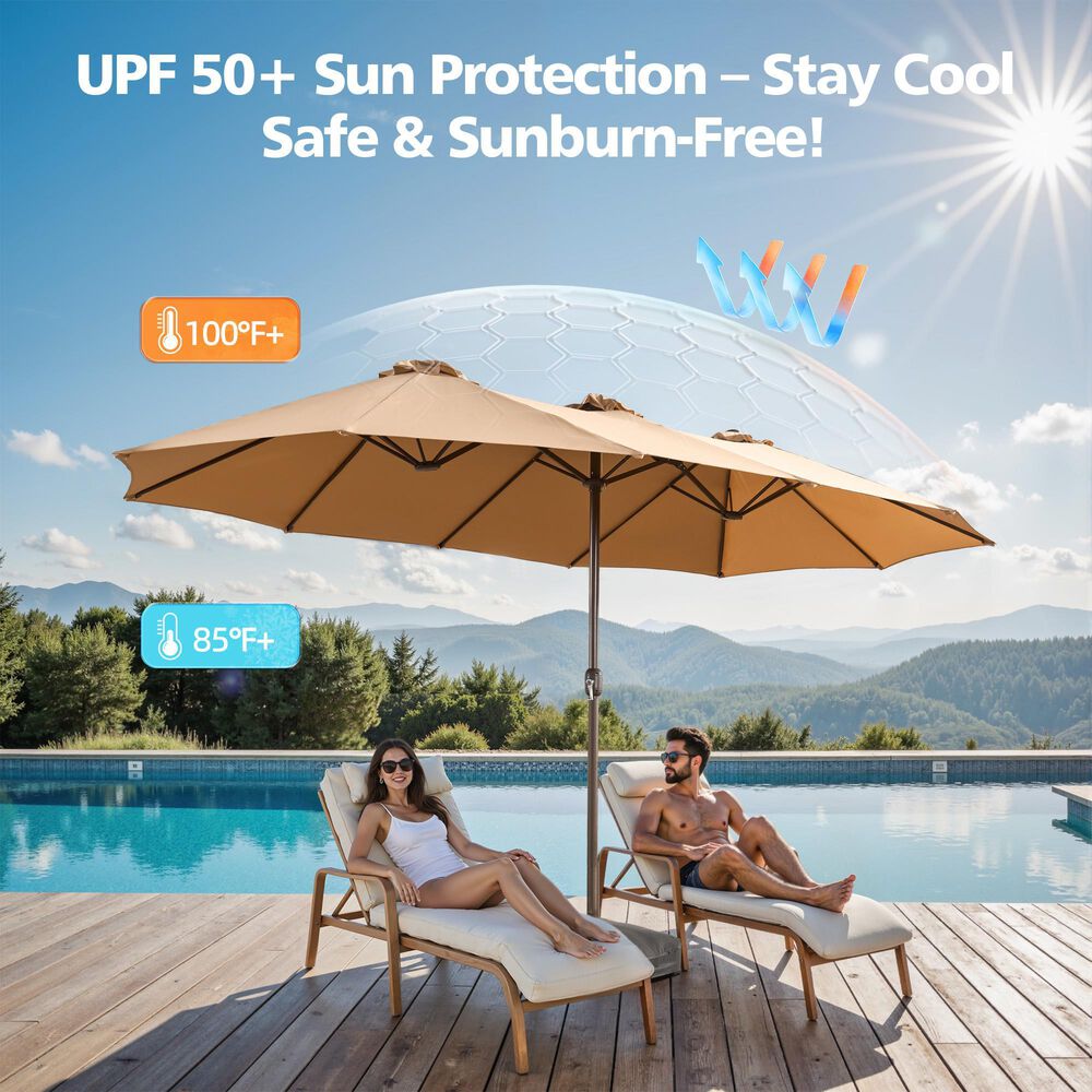 all weather patio umbrella Amazon.com : FRUITEAM Solar Colorful LED Lights Offset Umbrella, 10 FT Heavy Duty Cantilever Outdoor with 200+ Light Modes, All-Weather UV Protection Sun Shade for Poolside, Garden, Backyard (Beige) Easily props up when needed with an easy to crank lift mechanism and turn open canopy LAZZO 15 ft. Large Patio