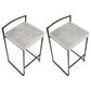 LumiSource Fuji 26" Stacker Counter Stool with Light Grey Cowboy Upholstery in Black (Set of 2), , large