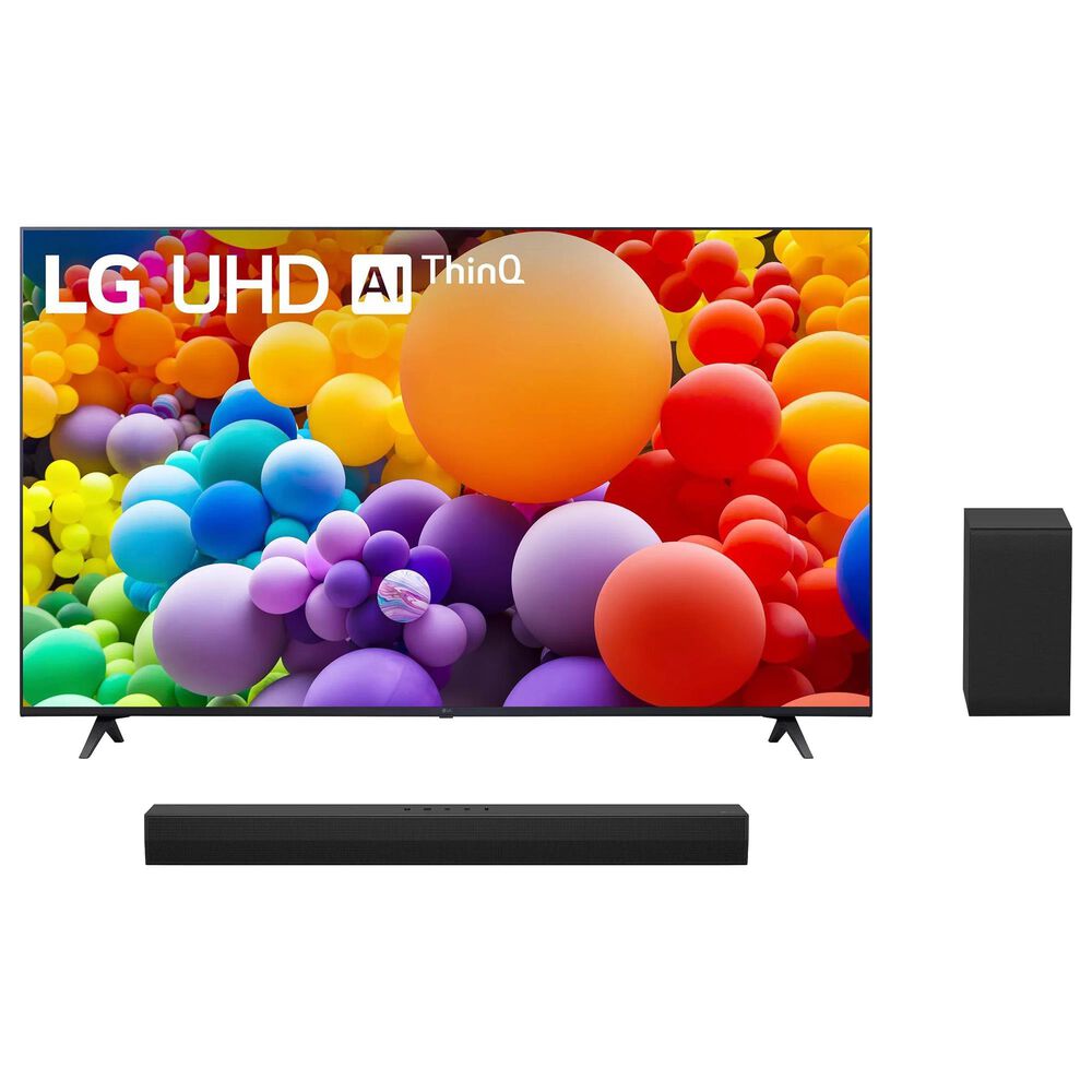 LG 75" Class UHD Series 4K UHD - Smart TV with 2.1 Channel Sound Bar and Wireless Subwoofer in Black, , large