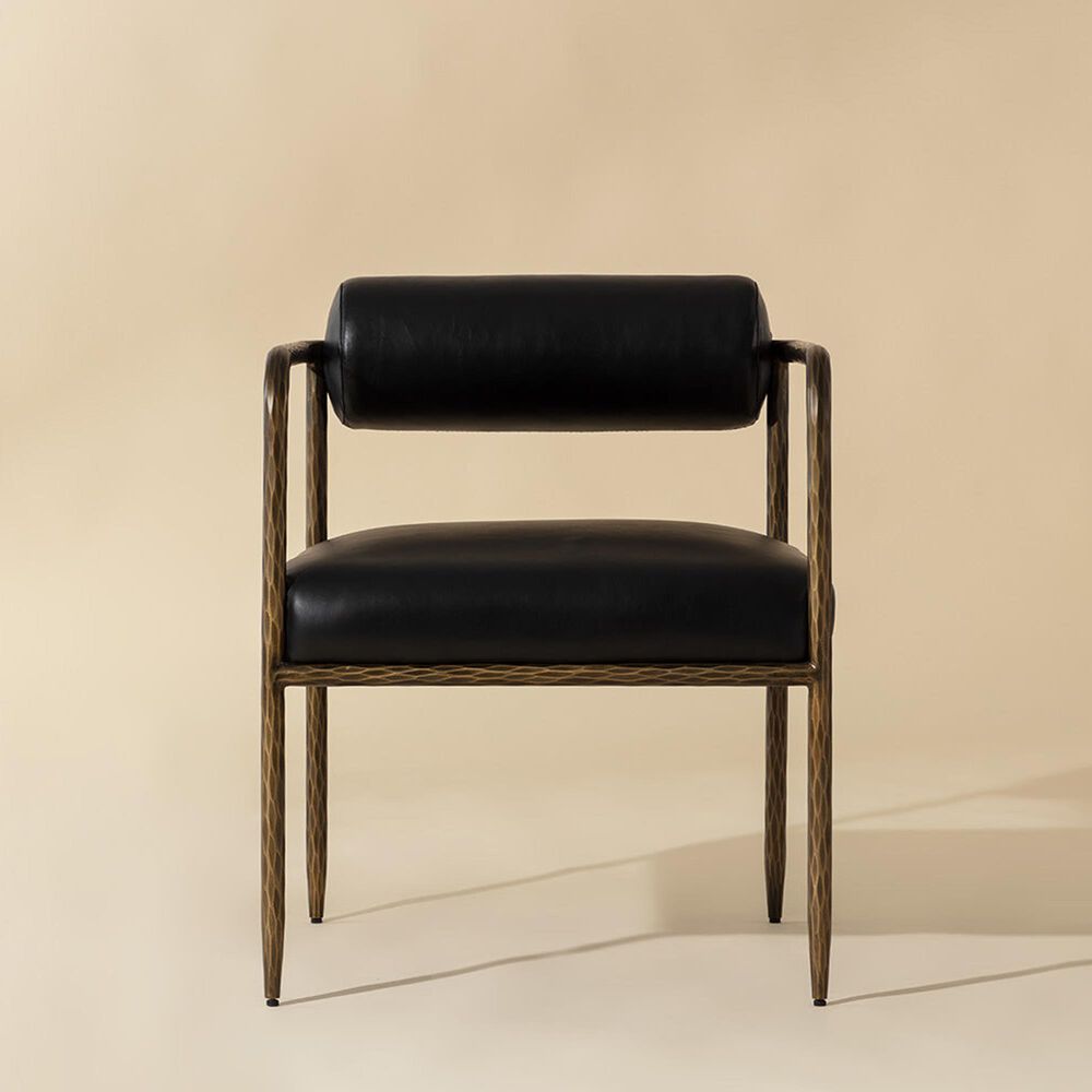 Club Collection By Sunpan Ajani Arm Chair with Charcoal Black Cushion in Antique Brass, , large