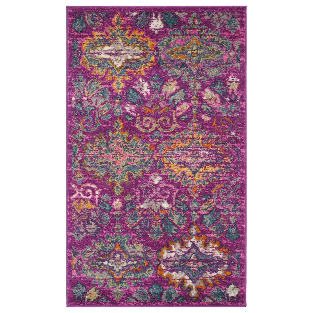 Safavieh Madison MAD144F 2"3" x 3"11" Fuchsia and Blue Scatter Rug, , large