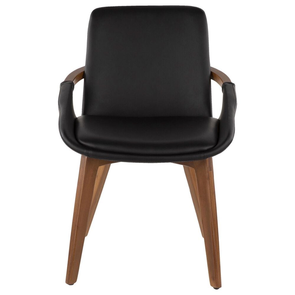 Lumisource Cosmo Arm Chair with Black Faux Leather Cushion in Walnut, , large