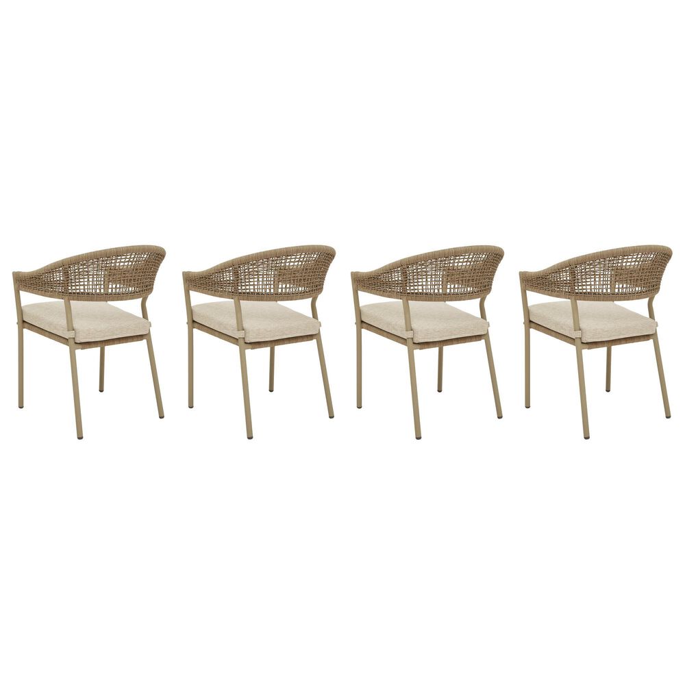 Ashley Orchard Beach Patio Arm Chair with Cushion in Beige (Set of 4), , large