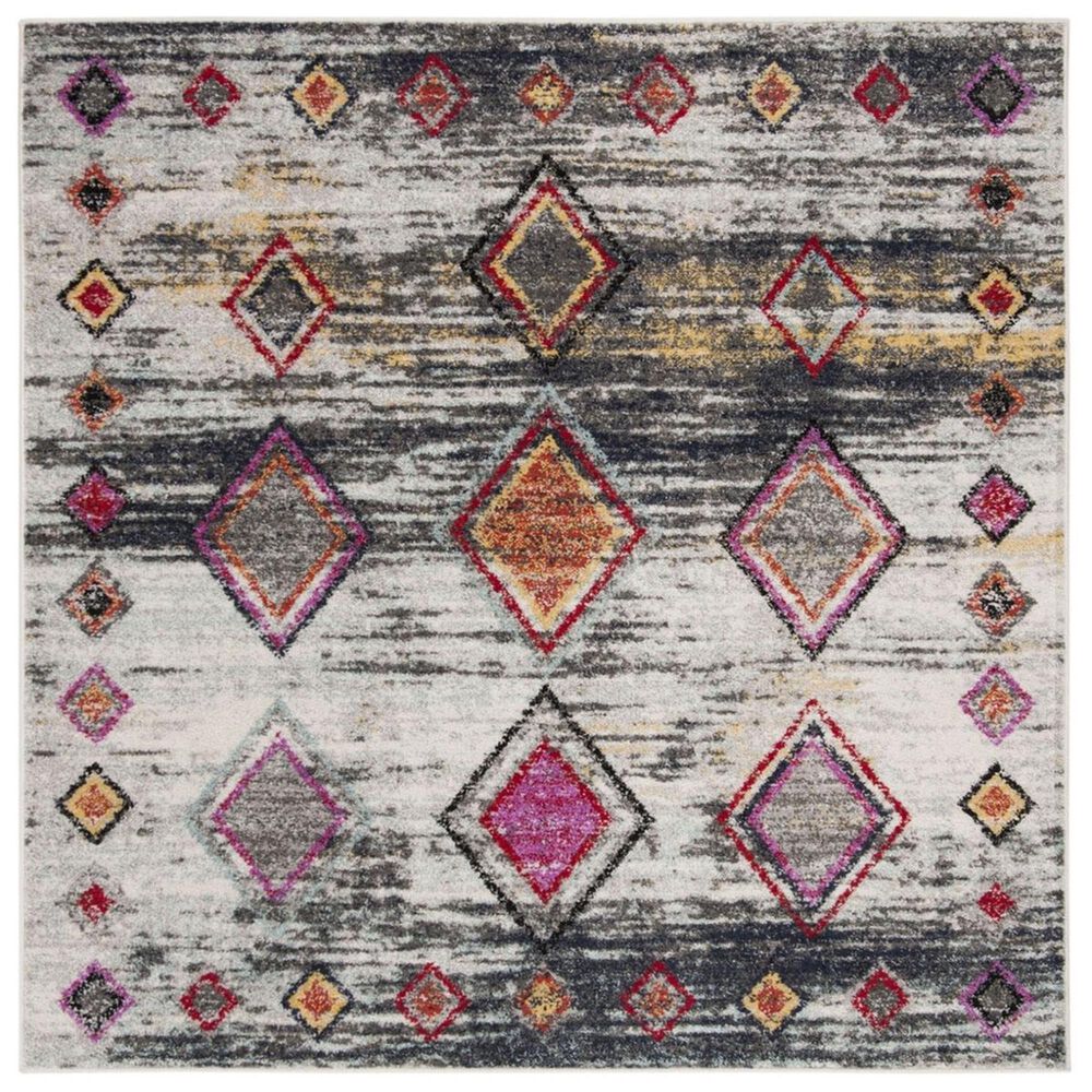 Safavieh Adirondack ADR205F 6" Square Light Grey and Red Area Rug, , large