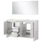 Lexora Home Lafarre 60" Double Bathroom Vanity in Rustic Acacia with 2 cm White Cultured Marble Top, Rectangular Sinks and 55" Mirror, , large