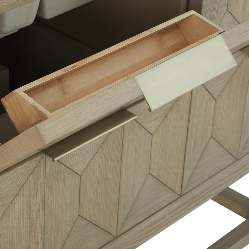 James Martin Emmeline 48&quot; Single Bathroom Vanity in Pebble Oak with 3 cm Parisien Bleu Quartz Top, Rectangle Sink and FreePower Wireless Charger, , large