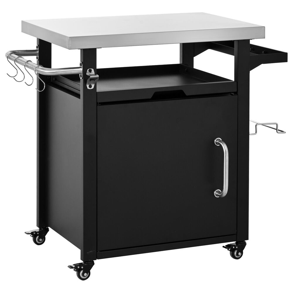 HOMLUX 39.5" Outdoor Kitchen Island in Black and Stainless Steel, , large
