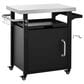HOMLUX 39.5" Outdoor Kitchen Island in Black and Stainless Steel, , large