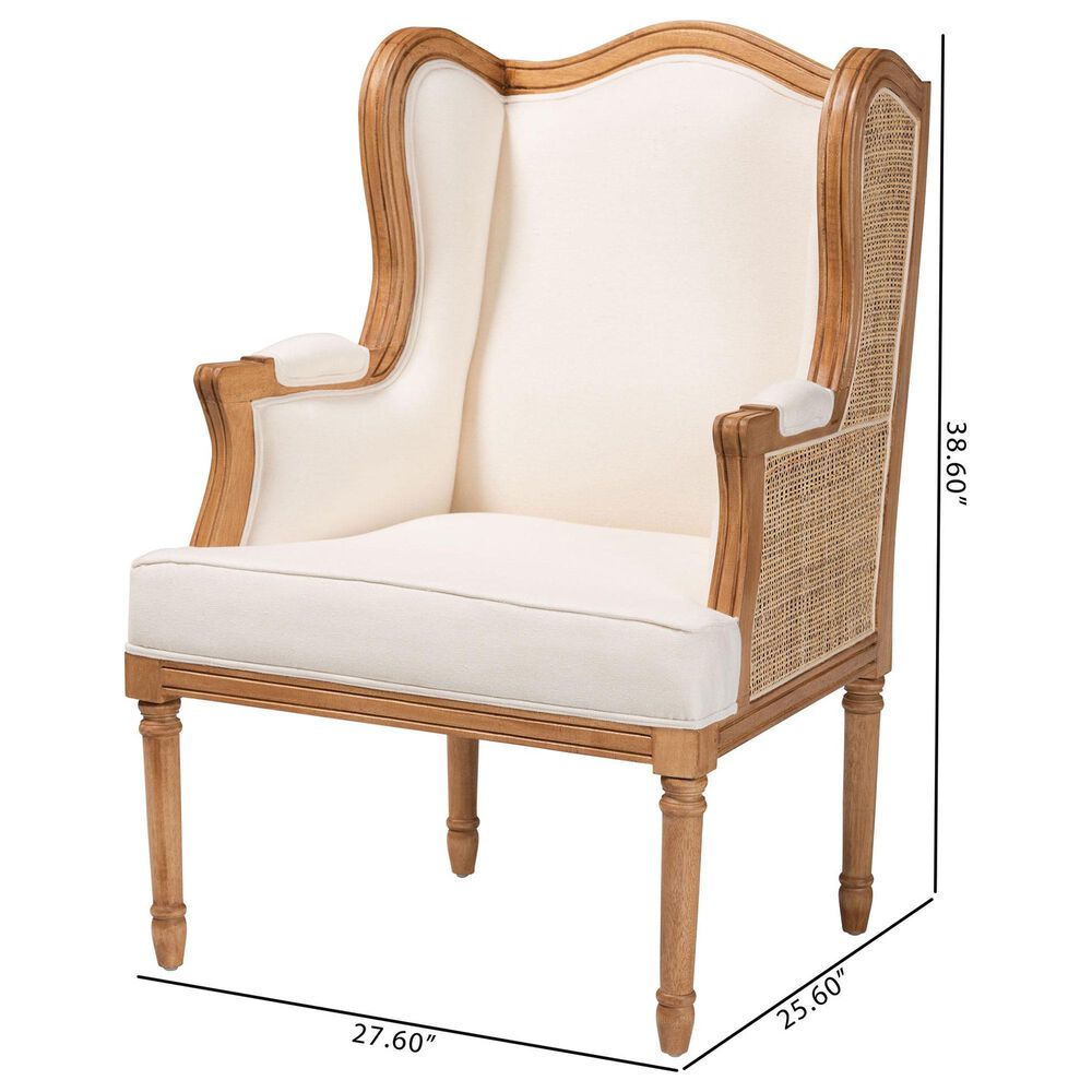 Baxton Studio Rachana Accent Chair with Honey Oak Frame in Beige, , large