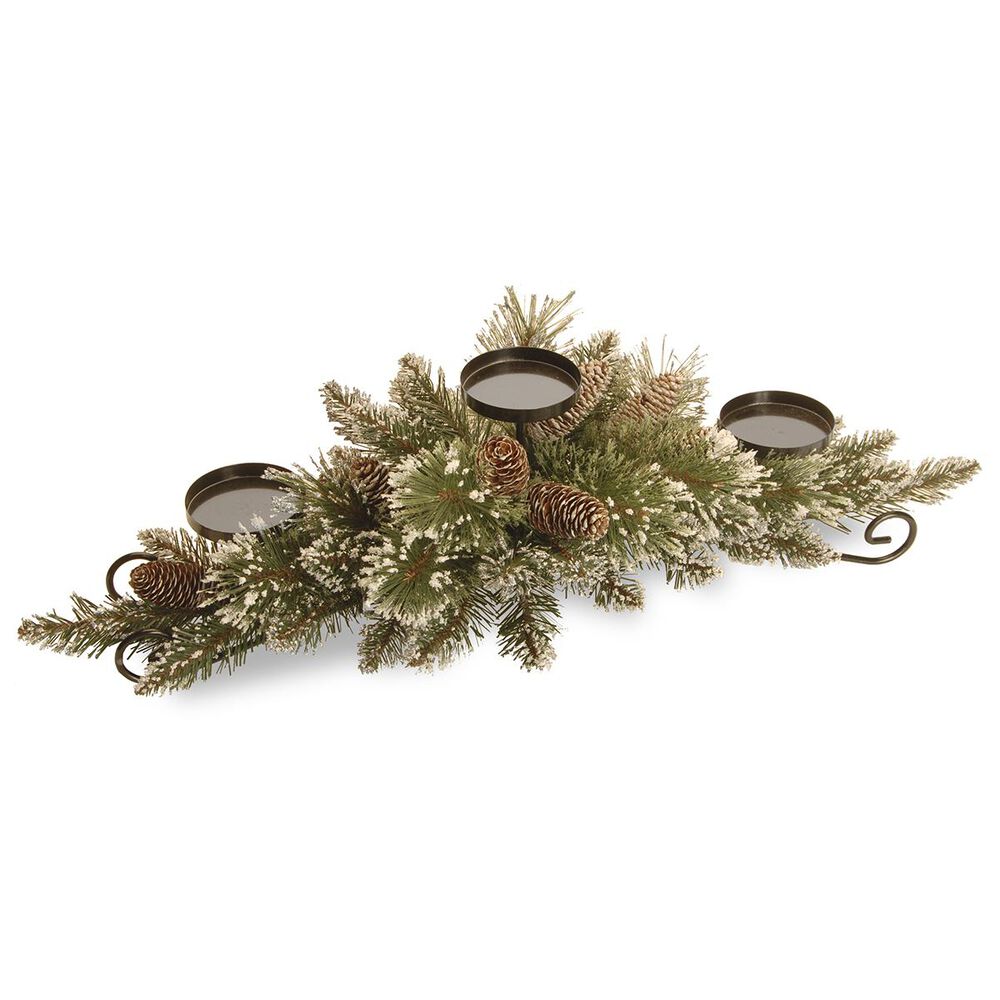National Tree 30" Glittery Bristle Pine Centerpiece and Candle Holder, , large