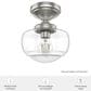 Hunter Saddle Creek 1-Light Mini Semi Flush with Clear Seeded Glass in Brushed Nickel, , large