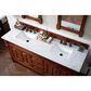 James Martin Vanities Brookfield 72" Double Bathroom Vanity in Warm Cherry with 3 cm Carrara White Marble Top and Rectangle Sink, , large