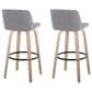 LumiSource Toriano Swivel Bar Stool with Grey Fabric Upholstery in Whitewashed and Black (Set of 2), , large