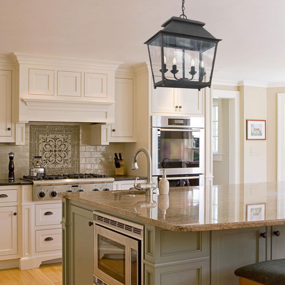 Golden Lighting Abingdon 4-Light Pendant in Antique Black, , large