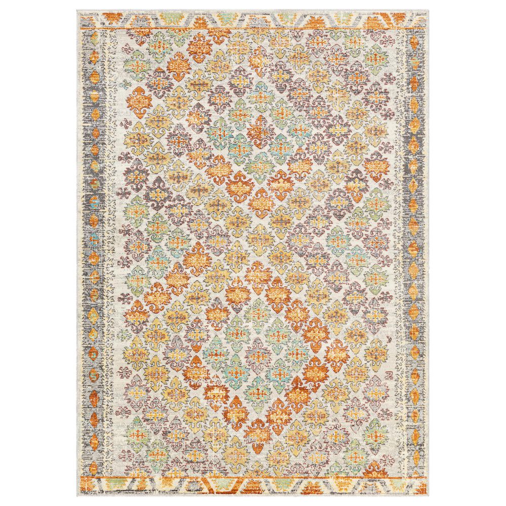 Surya Bodrum BDM-2316 5"3" x 7"3" Ivory, Orange, Saffron, Gray, Aqua and Burgundy Area Rug, , large