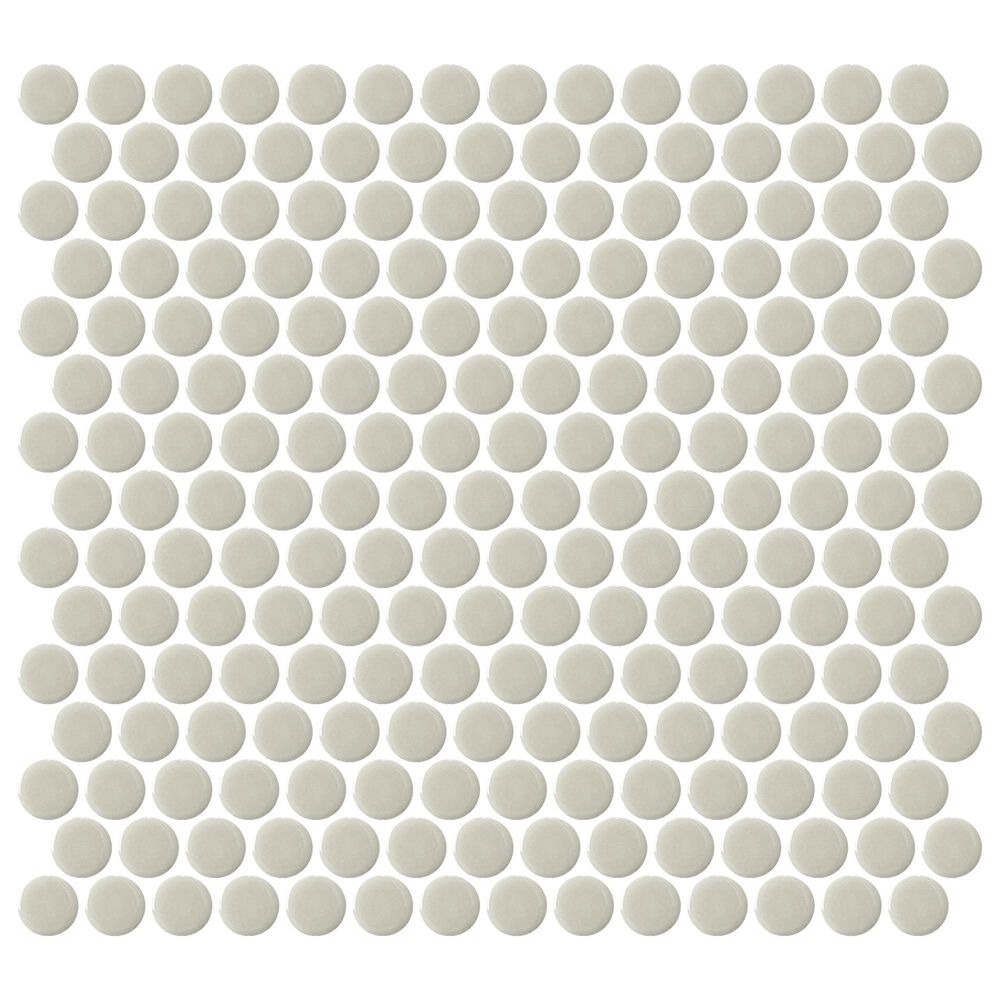 Emser Savvy Oat 1" x 1" Round on 11" x 12" Glazed Porcelain Mosaic Sheet, , large