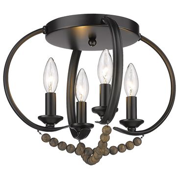 Golden Lighting Flori 4-Light Flush Mount in Matte Black, , large
