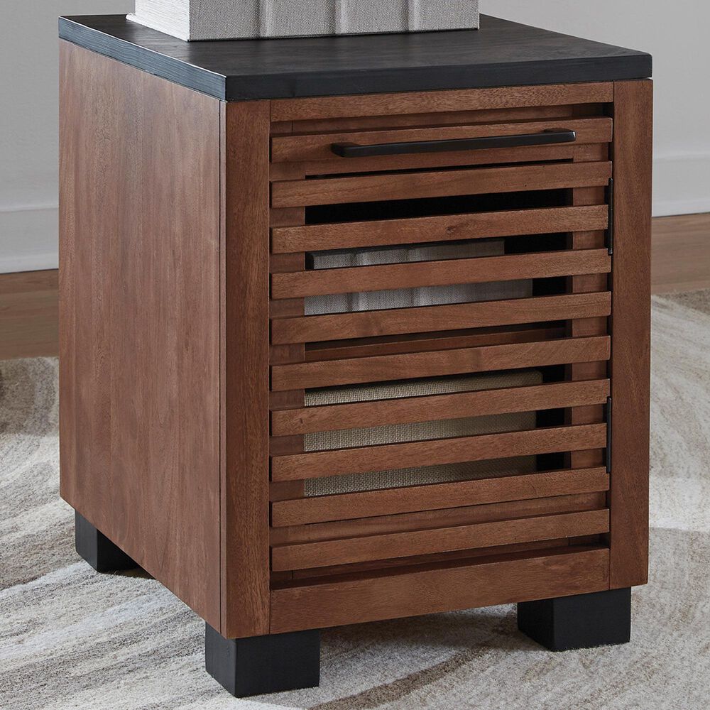 Ashley Kallari Chair Side End Table in Warm Brown and Matte Black, , large