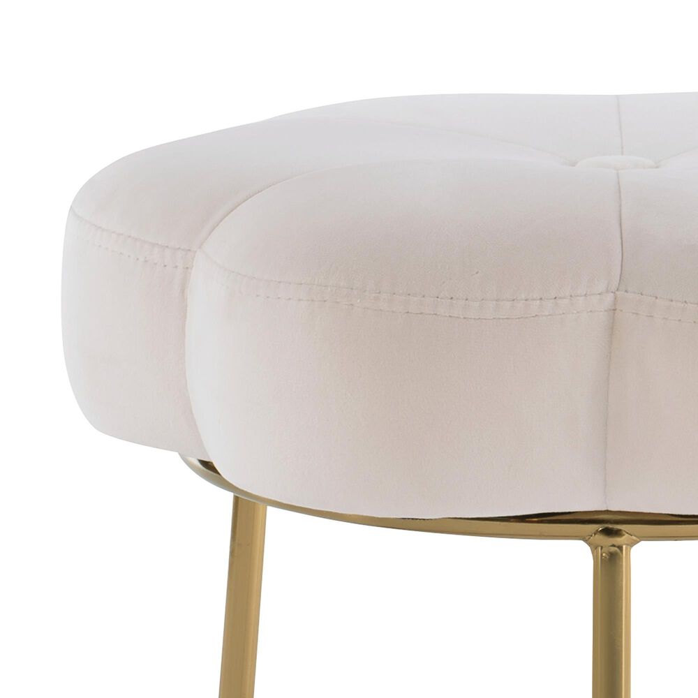 Linon Home Decor Seraphina Vanity Stool with White Cushion in Gold, , large