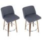 LumiSource Toriano Swivel Counter Stool with Blue Fabric Upholstery in Walnut and Chrome (Set of 2), , large