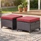 Sunwell Garden Outdoor Ottoman with Brown Rattan in Red (Set of 2), , large