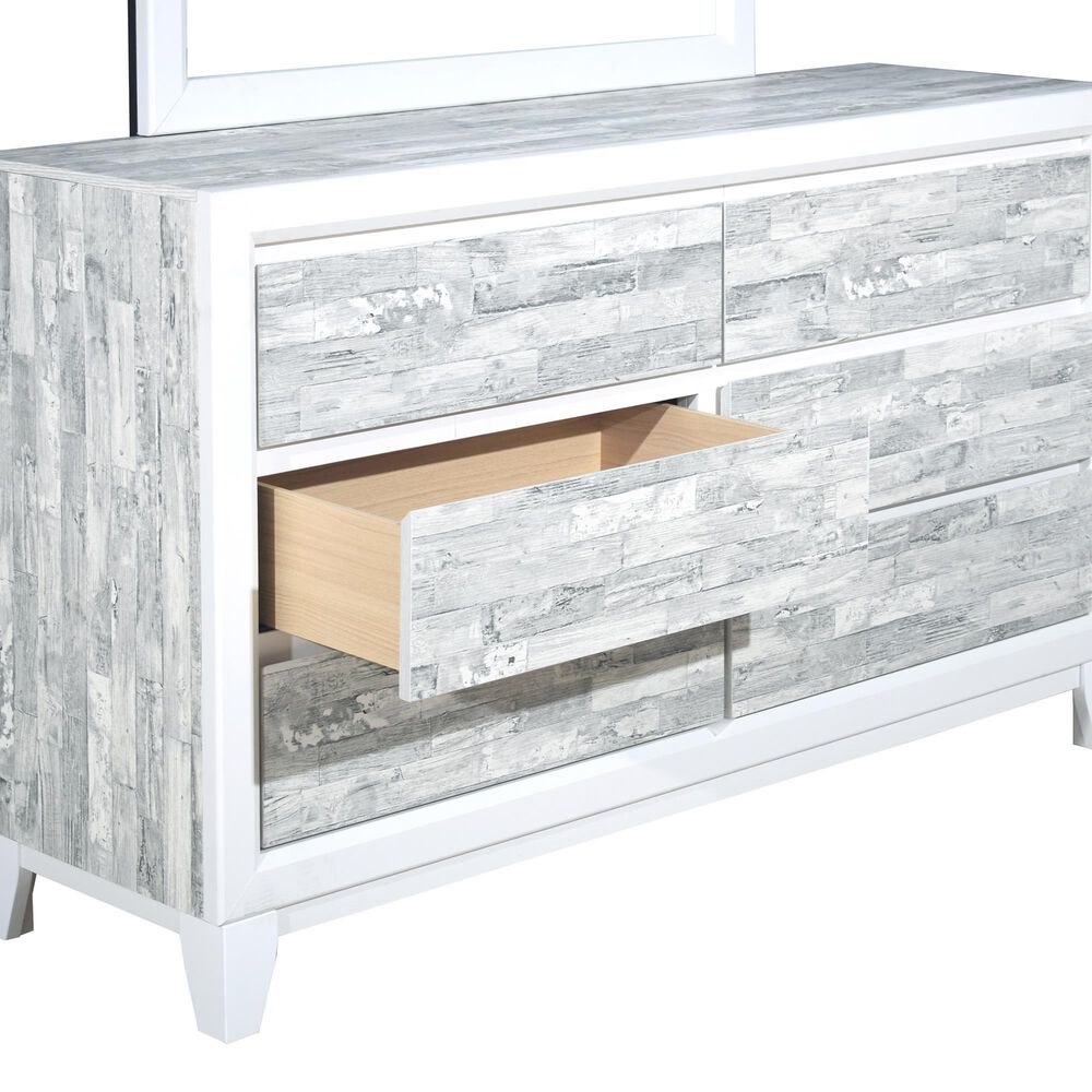Titanic Furniture Artic 6-Drawer Dresser in Gray and White, , large