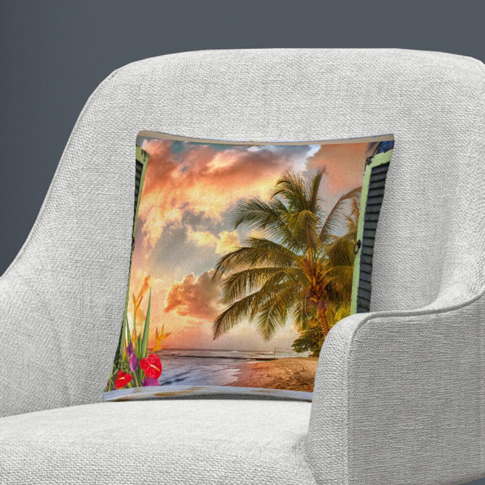 Timberlake Leo Kelly 'Window to Paradise IV' 16 x 16 Decorative Throw Pillow, , large