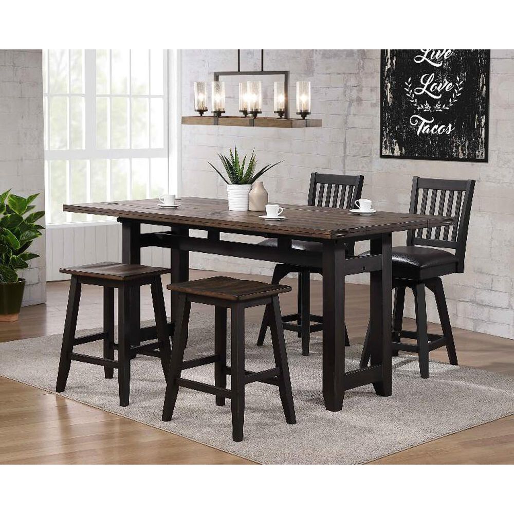 Radius Ashford Drop Leaf Table in Black and Rustic Walnut - Table Only , , large