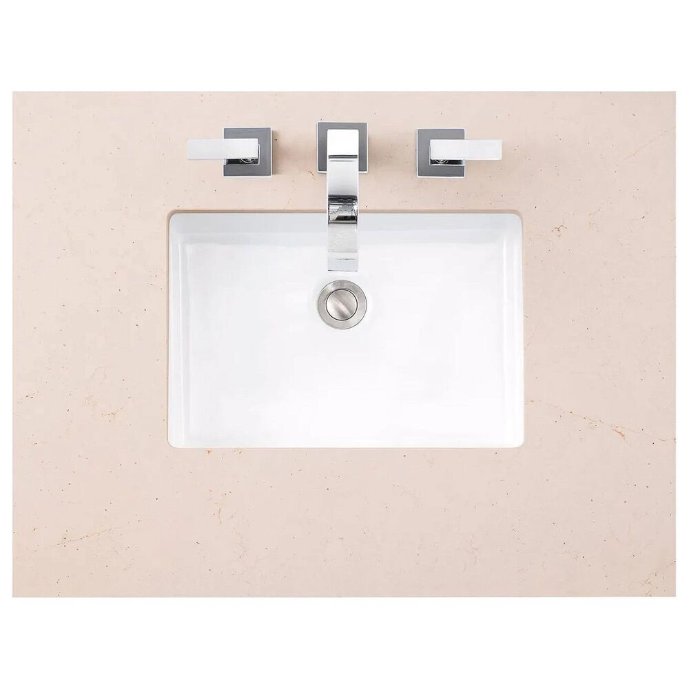 James Martin Vanities Chicago 30&quot; Single Bathroom Vanity in Smokey Celadon with 3 cm Eternal Marfil Quartz Top and Rectangular Sink, , large