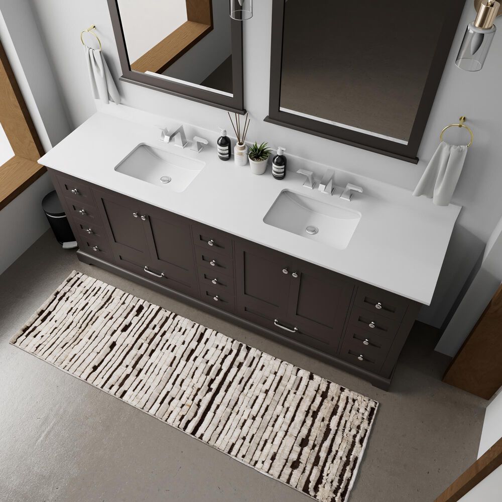 Lexora Home Dukes 84&quot; Double Bathroom Vanity in Espresso with 2 cm White Quartz Top and Rectangular Sinks, , large