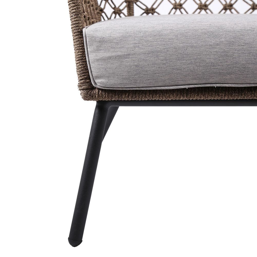 Hearth and Haven MarcoOutdoor Lounge Chair with Light Brown Truffle Rope in Gray, , large